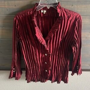 Agora Maroon Red Pleated Top